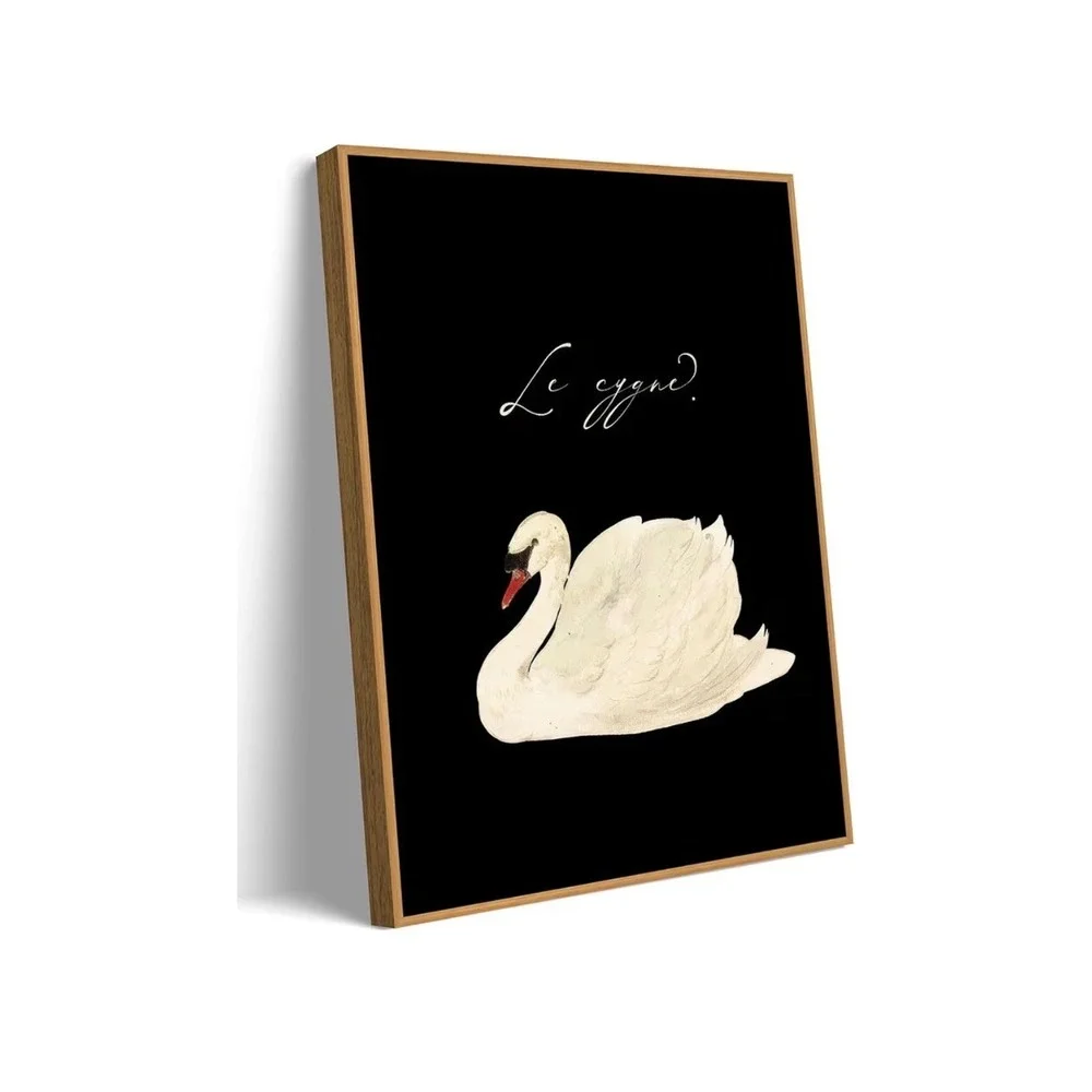 Framed Vintage Swan Canvas Wall Art Le Cygne Black 10x8 Wood Frame New